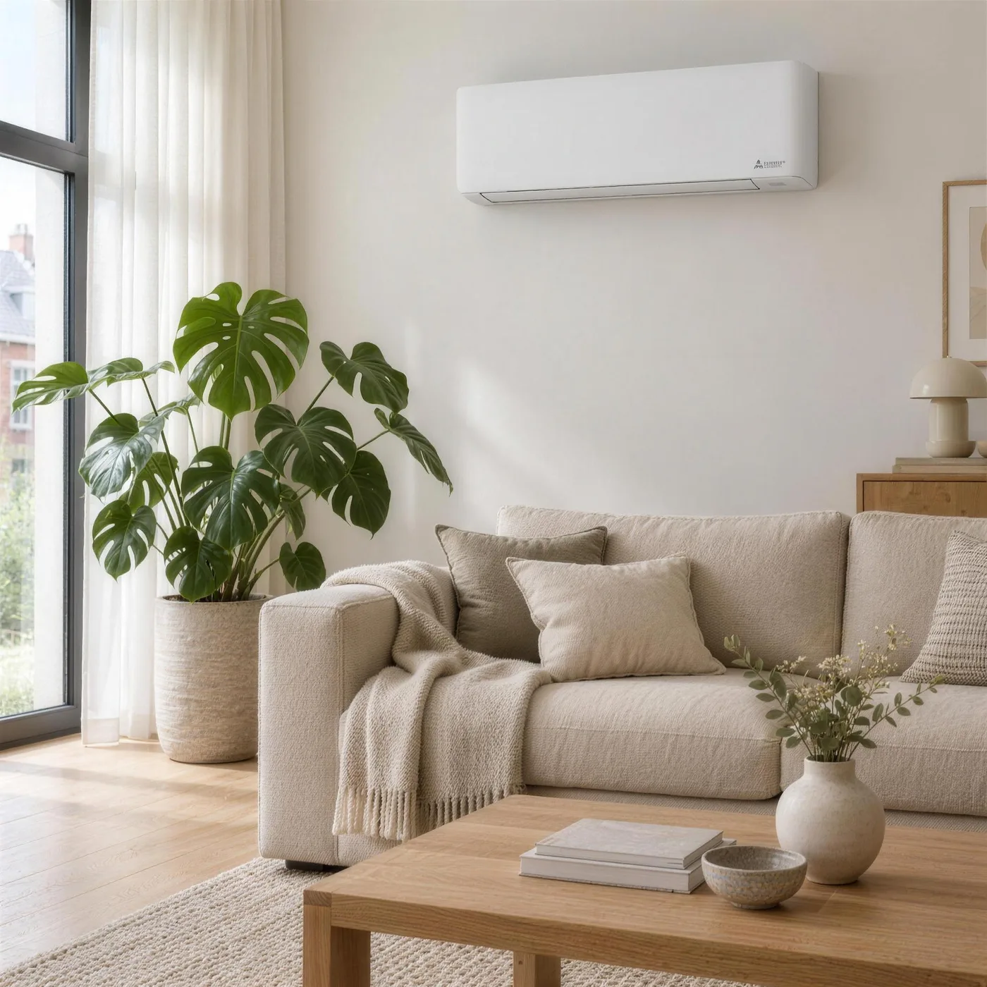 Mitsubishi Electric MSZ-AY airco aan de wand in een lichte woonkamer