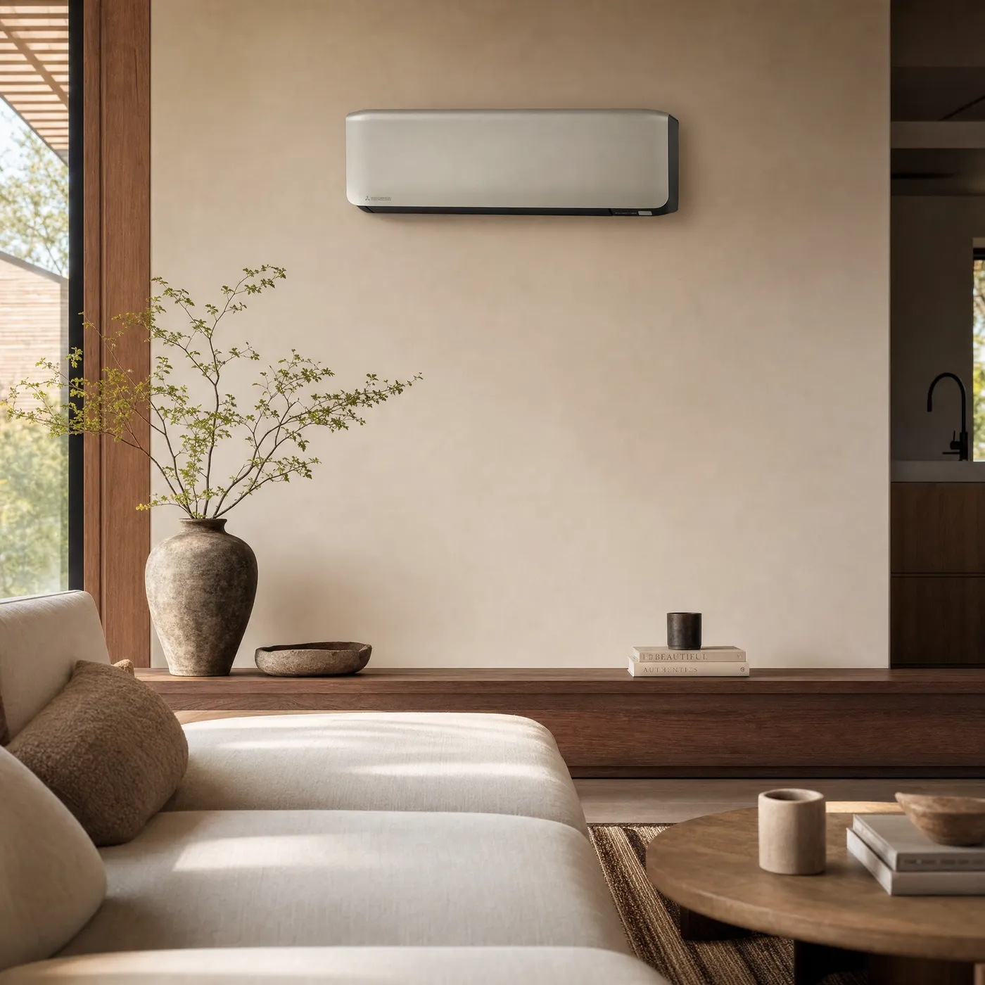 Mitsubishi Heavy SRK Titanium airco in een warm interieur