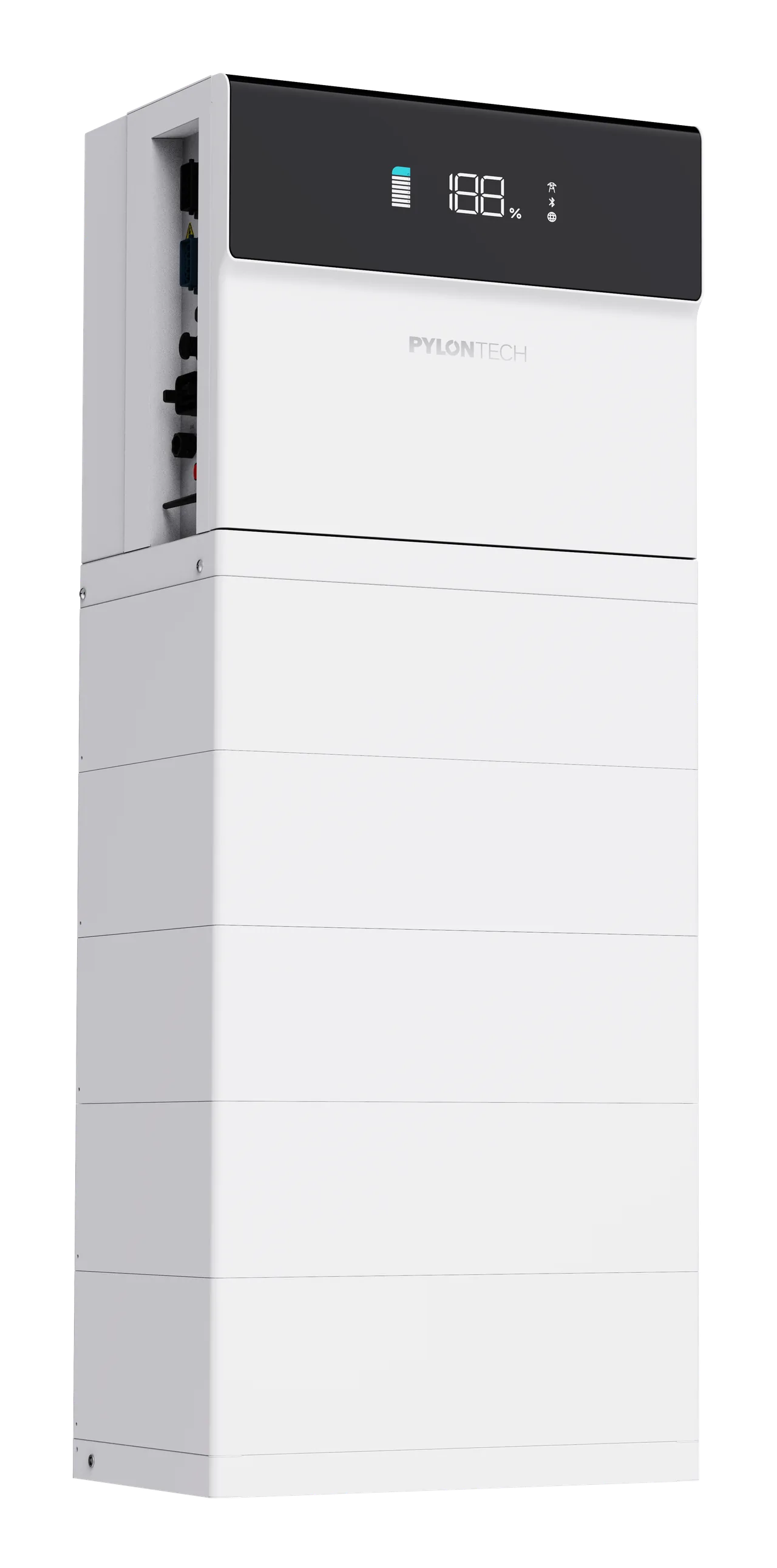 Pylontech Force H3X thuisbatterij — compleet all-in-one systeem met gestapelde batterijmodules, driekwartaanzicht